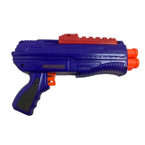 Vintage Wizard Toy Dart Gun Blaster Blue Orange 90s Retro Space Pistol Toy Gift - Picture 2 of 7